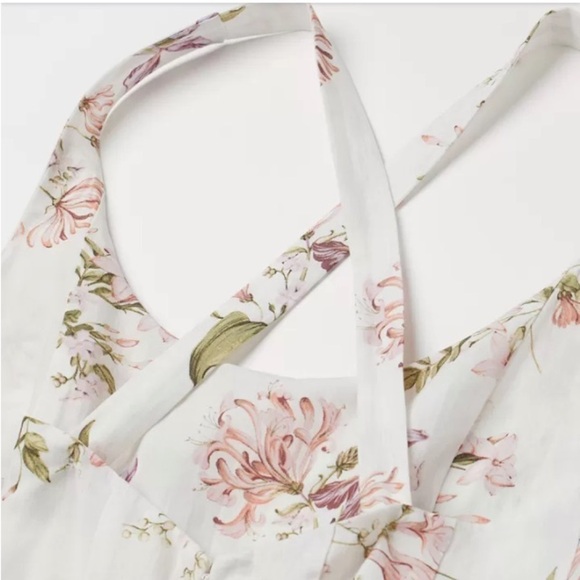 BROCK COLLECTION X H&M COLLABORATION CREAM FLORAL MIDI DRESS Sz XL Cottagecore - Picture 7 of 16